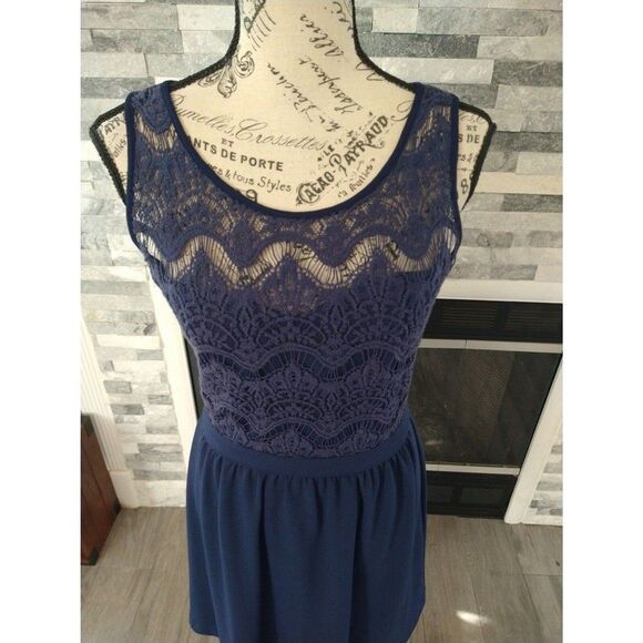 Lilly Pulitzer Sleeveless Lace Dress Sm Blue Y2k Feminine Cottage Core Boho - Picture 4 of 11